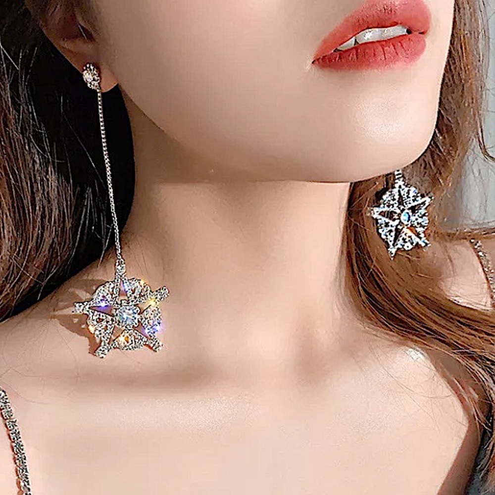Rhinestone Drop Star Earrings